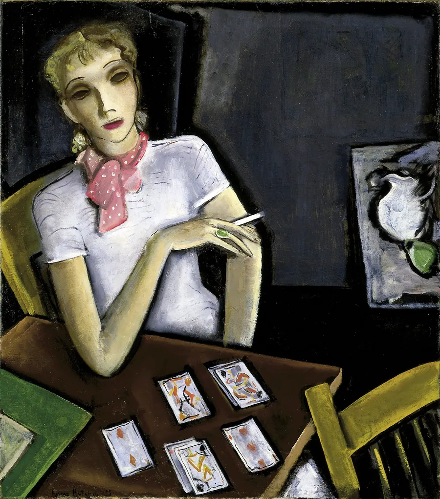 Girl with Cards by Lucius Kutchin, born Columbus, OH 1901-died Columbus, OH 1936