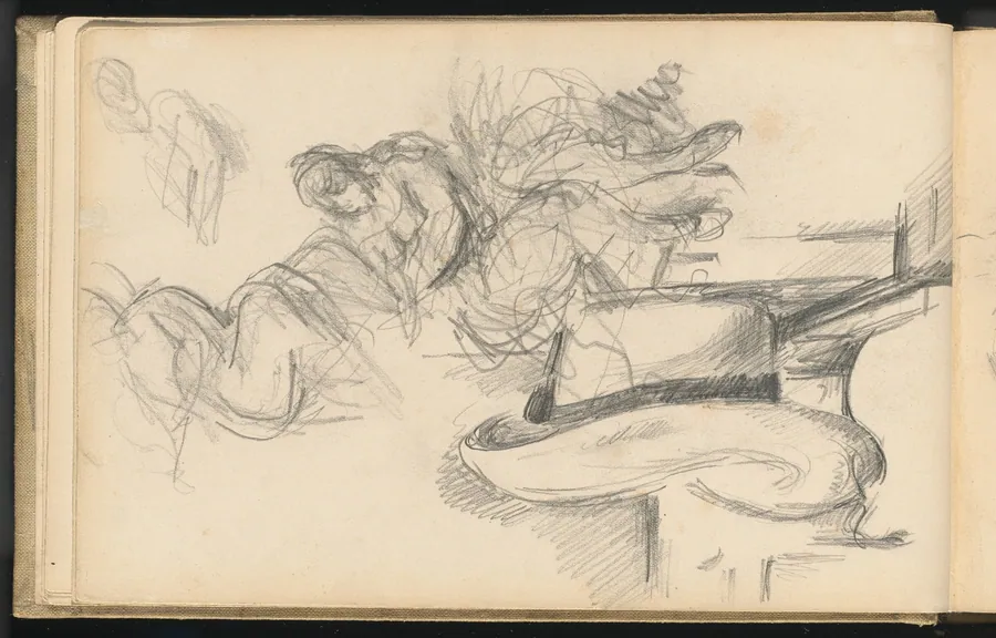 Studies Including a Straw Hat by Paul Cezanne