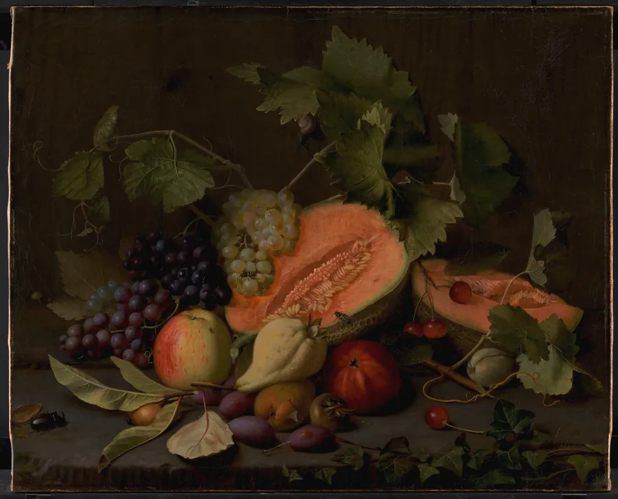Frugtstykke med meloner og druer by O.D. Ottesen
