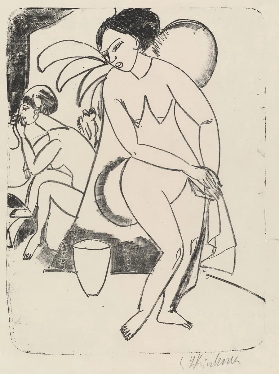 Naked Girls in the Studio (Nackte Mädchen im Atelier) by Ernst Ludwig Kirchner
