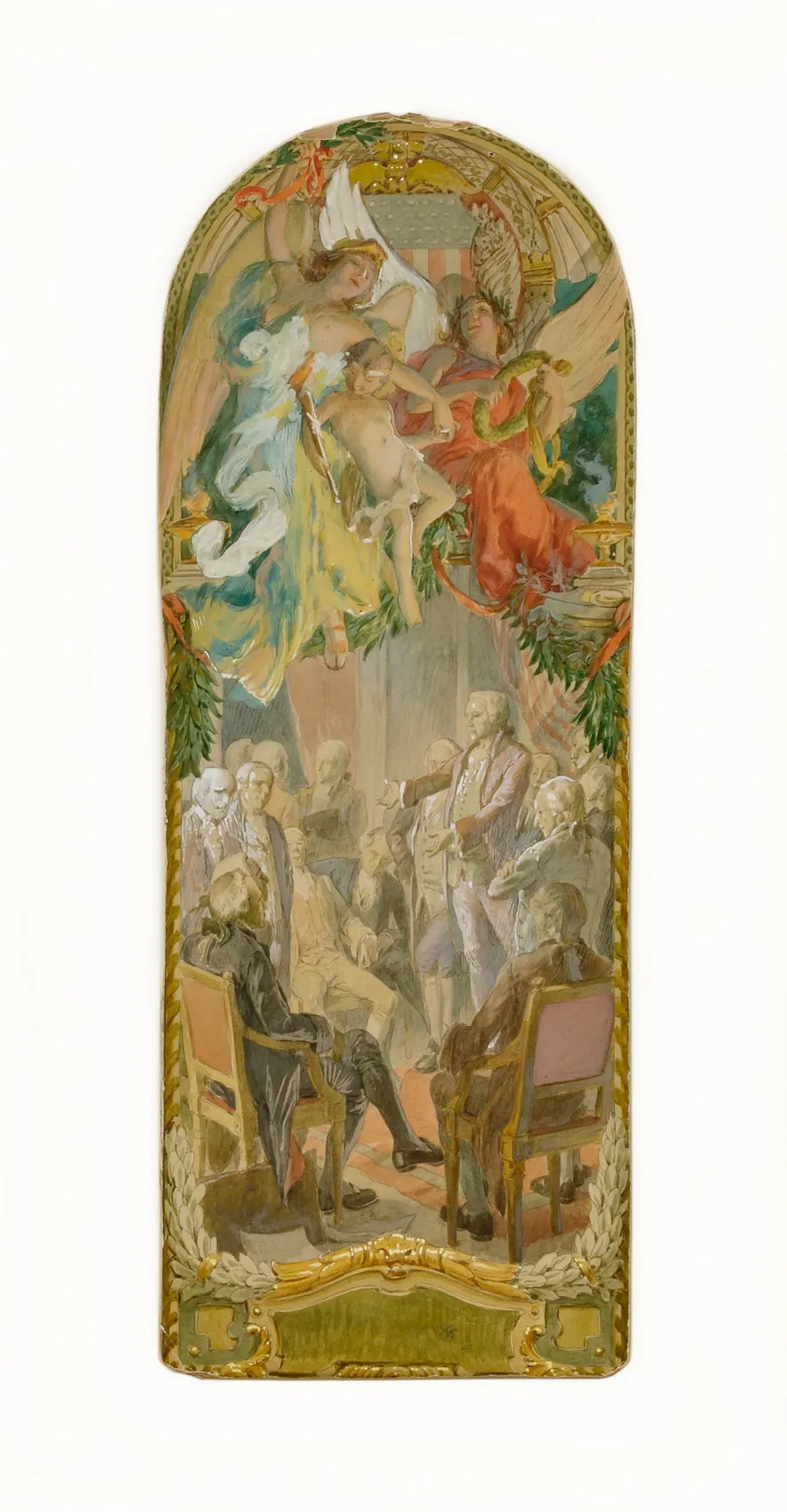 A Legislative Session (study for panel, Old Senate Office Building) by Louis Schaettle, born Chicago, IL 1867-died New York City 1917