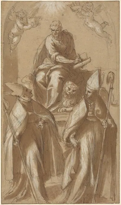 Saint Mark with Two Bishops and Putti