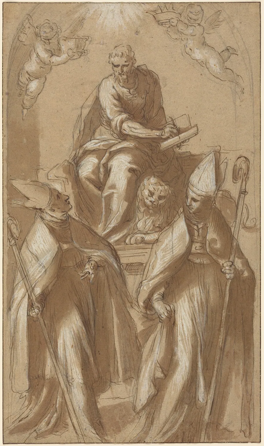 Saint Mark with Two Bishops and Putti by Jacopo Palma il Giovane