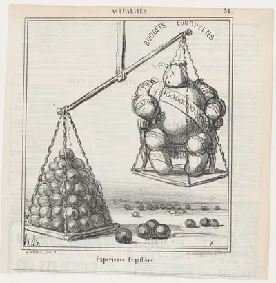 An experience with equilibrium, from 'News of the day,' published in Le Charivari, February 20, 1868