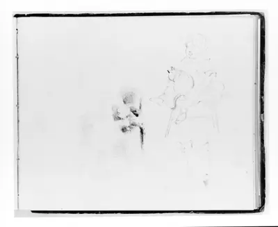 Three Studies: Tree; Girl with a Cat; Cow (from Sketchbook)