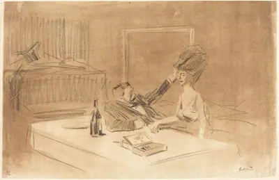 Scène de cabinet particulier (planche en largeur au lavis) (Scene in a Private Room) (horizontal plate with wash)