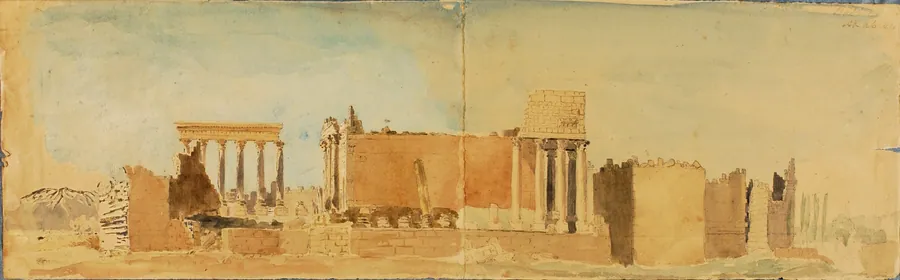 Ruins of Balbeck by Miner Kilbourne Kellogg, born Manlius Square, NY 1814-died Toledo, OH 1889