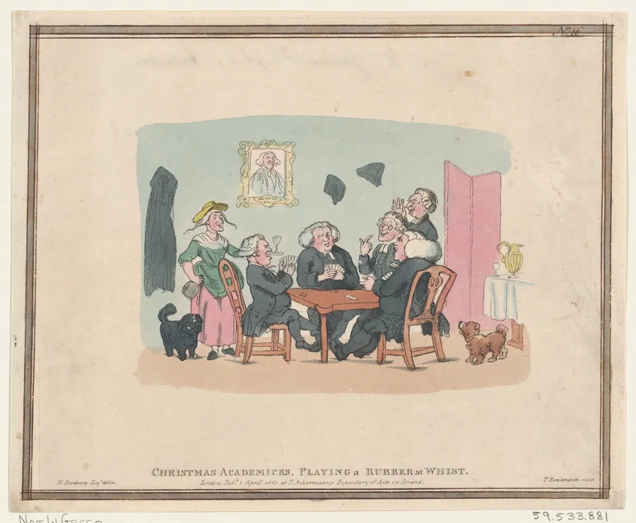 Christmas Academics Playing a Rubber at Whist by Henry William Bunbury