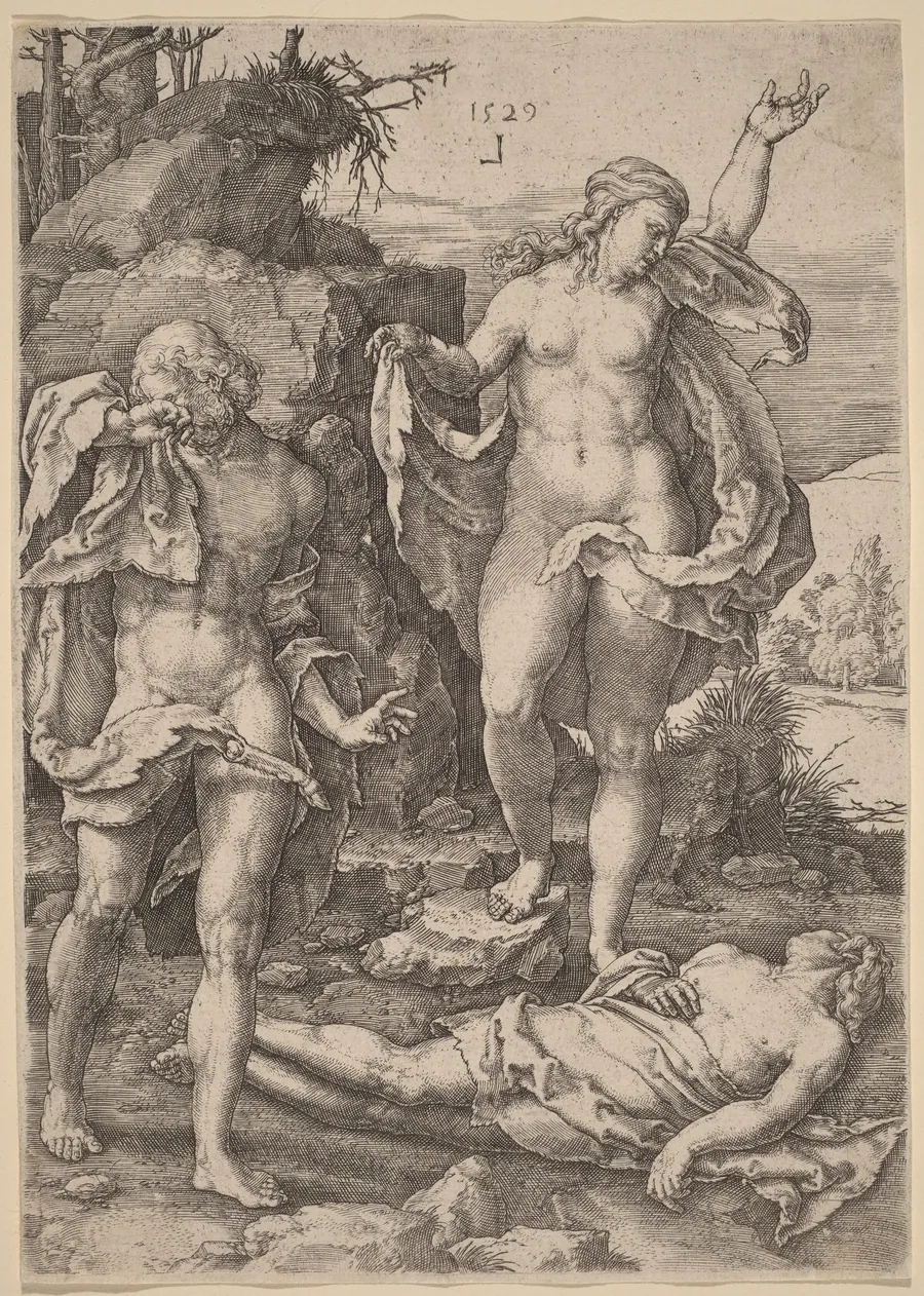 Adam and Eve Lamenting the Death of Abel by Lucas van Leyden