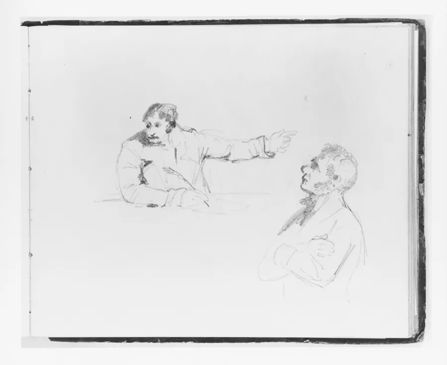 Man Pointing and Writing; Man with Arms Folded (from Sketchbook) by Francis William Edmonds