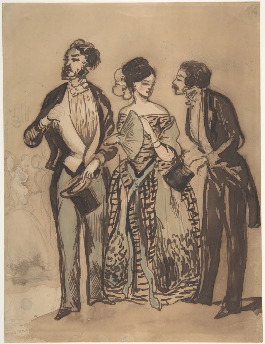 Two Gentlemen and a Lady by Constantin Guys
