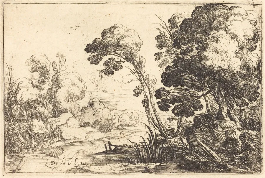 Wooded Landscape with a River by Laurent de La Hyre