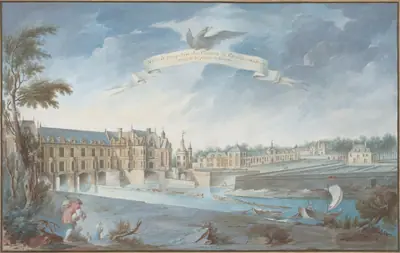Veüe Et perspective du Chateau de Chenonceaux