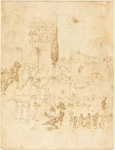 A Party in a Roman Villa [recto]
