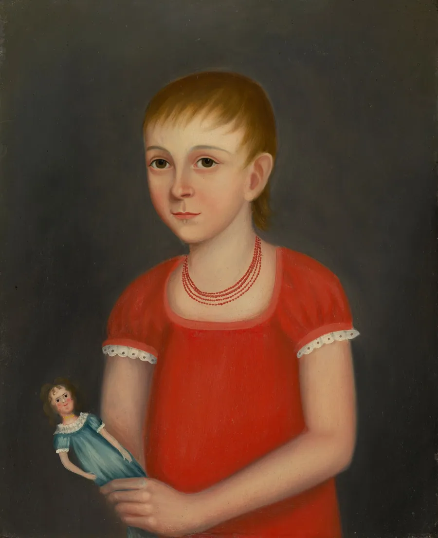 Little Girl with Doll by American 19th Century