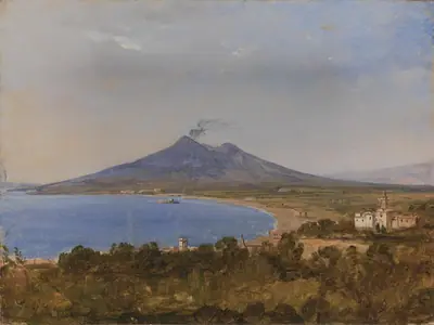 Parti af Golfen ved Napoli med Vesuv