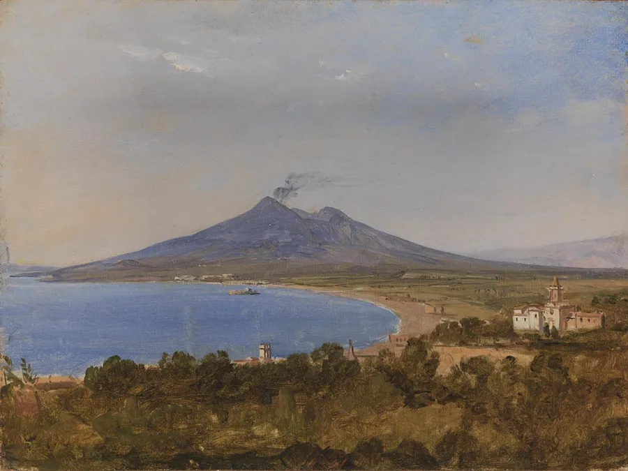 Parti af Golfen ved Napoli med Vesuv by Franz Ludwig Catel