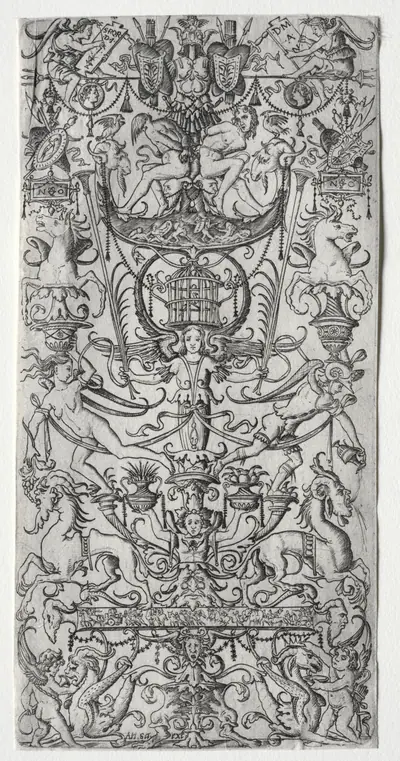 Ornament Panel with a Bird Cage