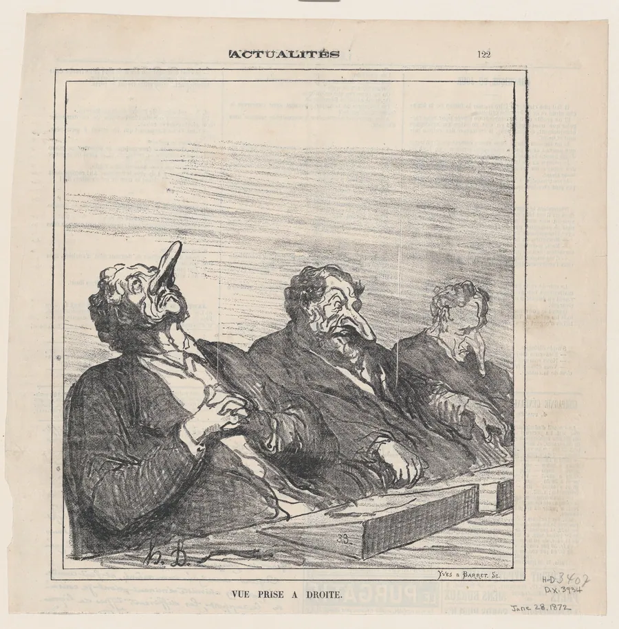 View of the right, from 'News of the day,' published in Le Charivari, June 28, 1872 by Honoré Daumier