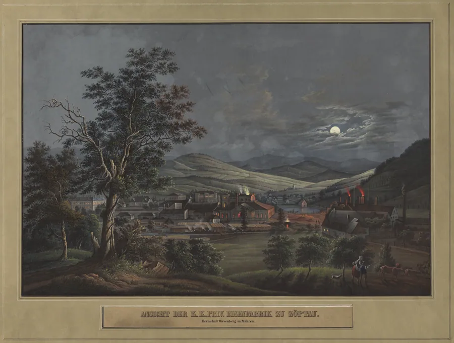 View of the K. K. Private Iron Factory in Zöptau by Carl Julius Rieden