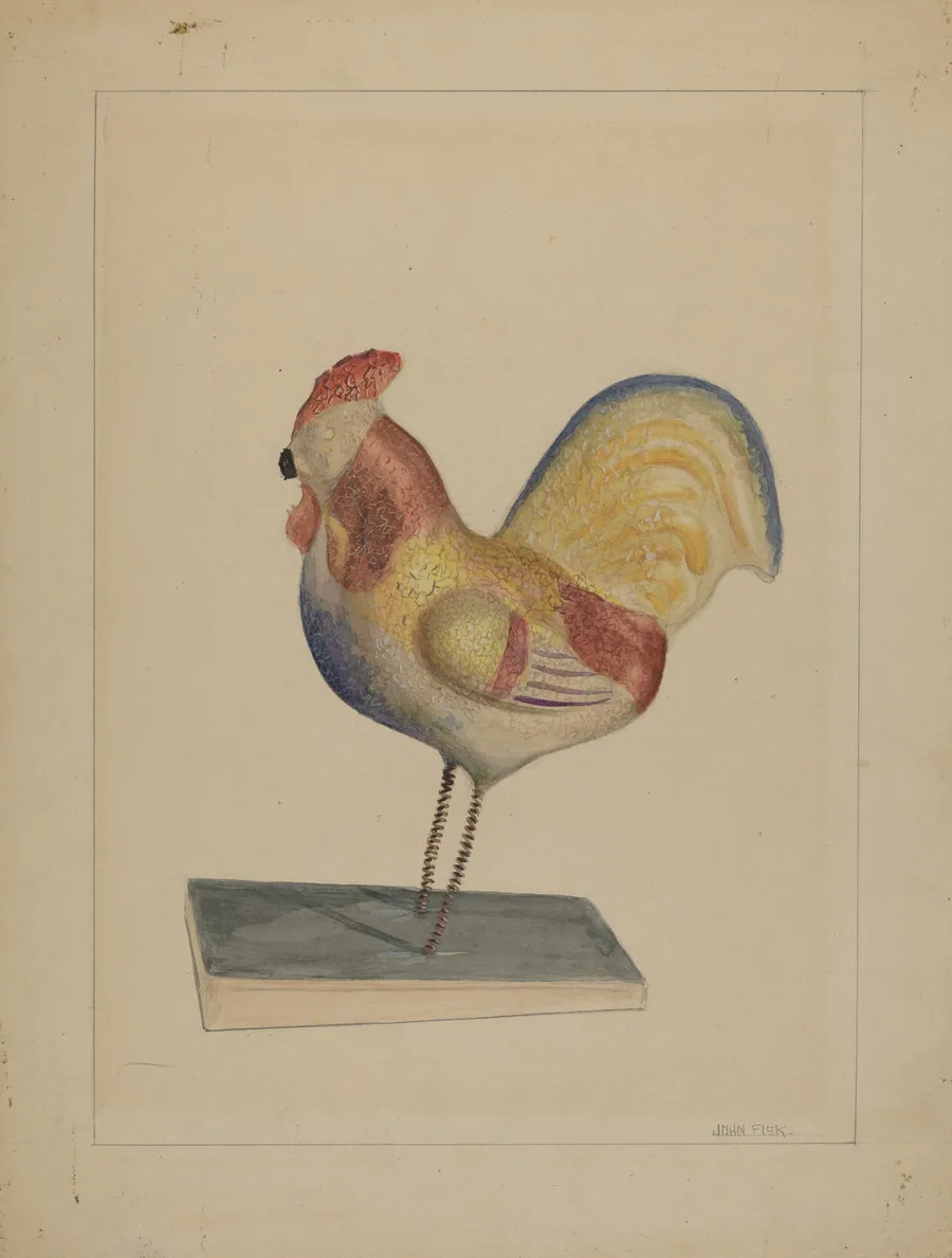 Pa. German Toy Rooster w/ Bellows by John Fisk