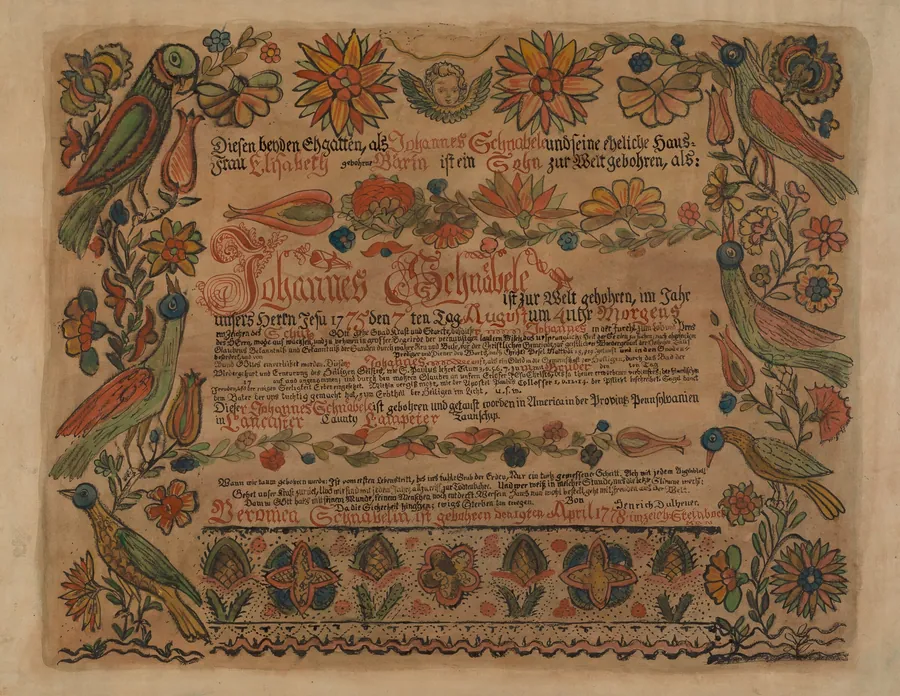 Pa. German Birth Certificate by Myra Newswanger