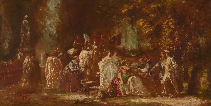 Return from the Hunt by Adolphe Monticelli