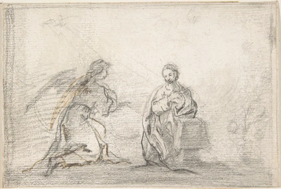 The Annunciation (Angel Approaching from Left) by Anonymous, Spanish, School of Seville, 17th century