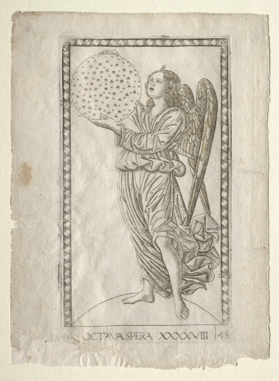 The Angel of the Eighth Sphere (from the Tarocchi, series A:  Firmaments of the Universe, #48) by Master of the E-Series Tarocchi