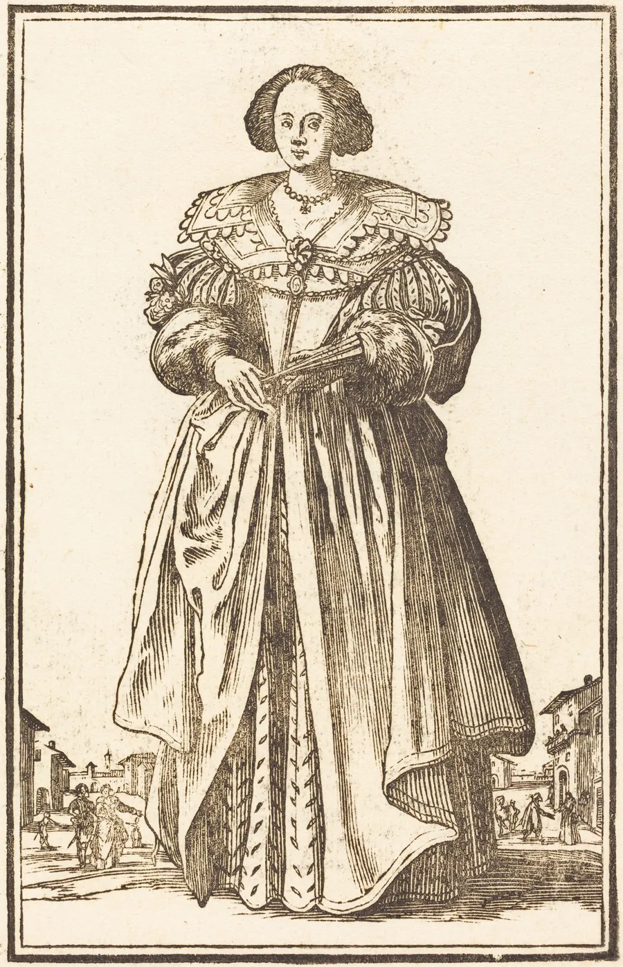 Noble Woman with Fan by French 17th Century