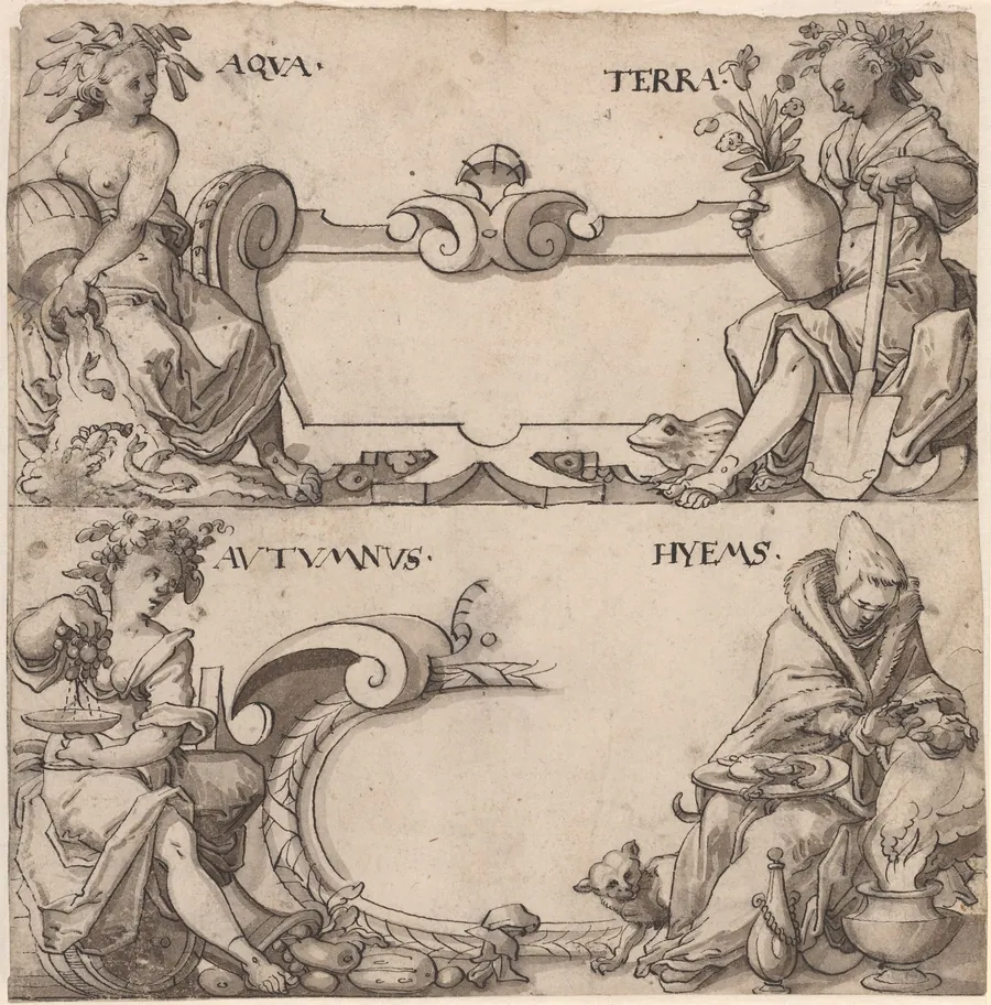 Water and Earth/Autumn and Winter by Swiss 16th Century