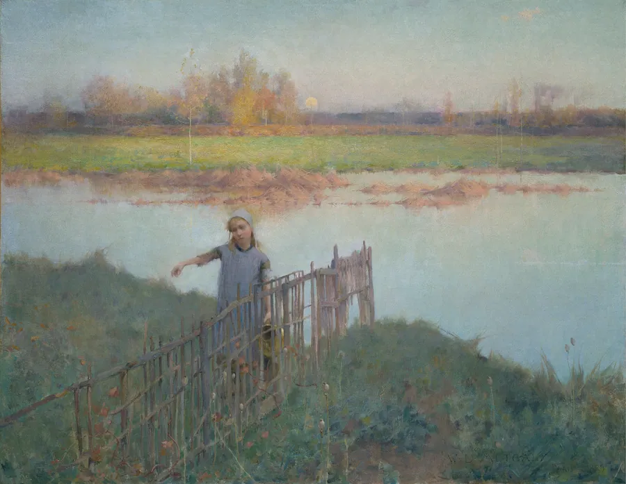 Sunset at Grez by Willard Leroy Metcalf, American, b. Lowell, Massachusetts, 1858–1925