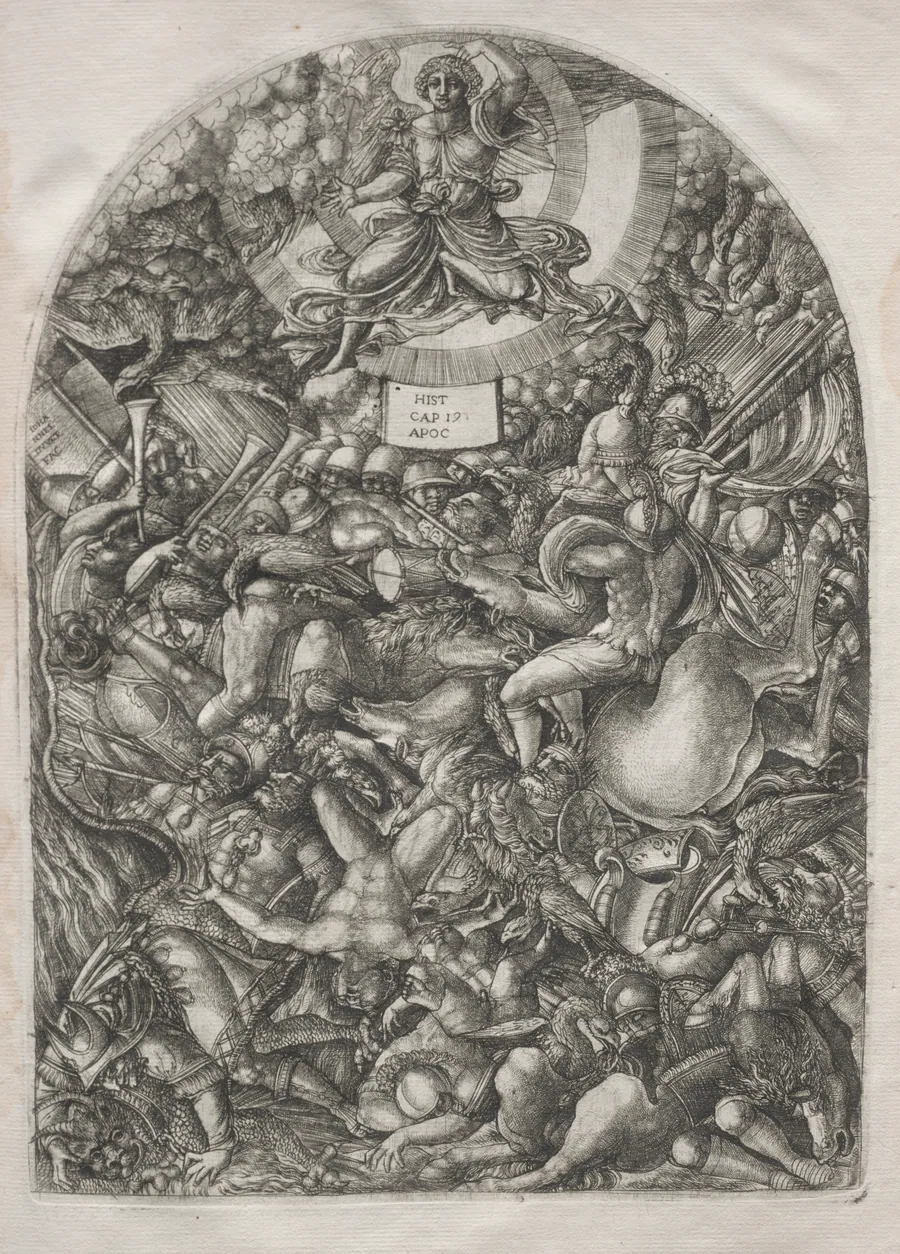 The Apocalypse:  The Angel in the Sun Calling the Birds of Prey by Jean Duvet