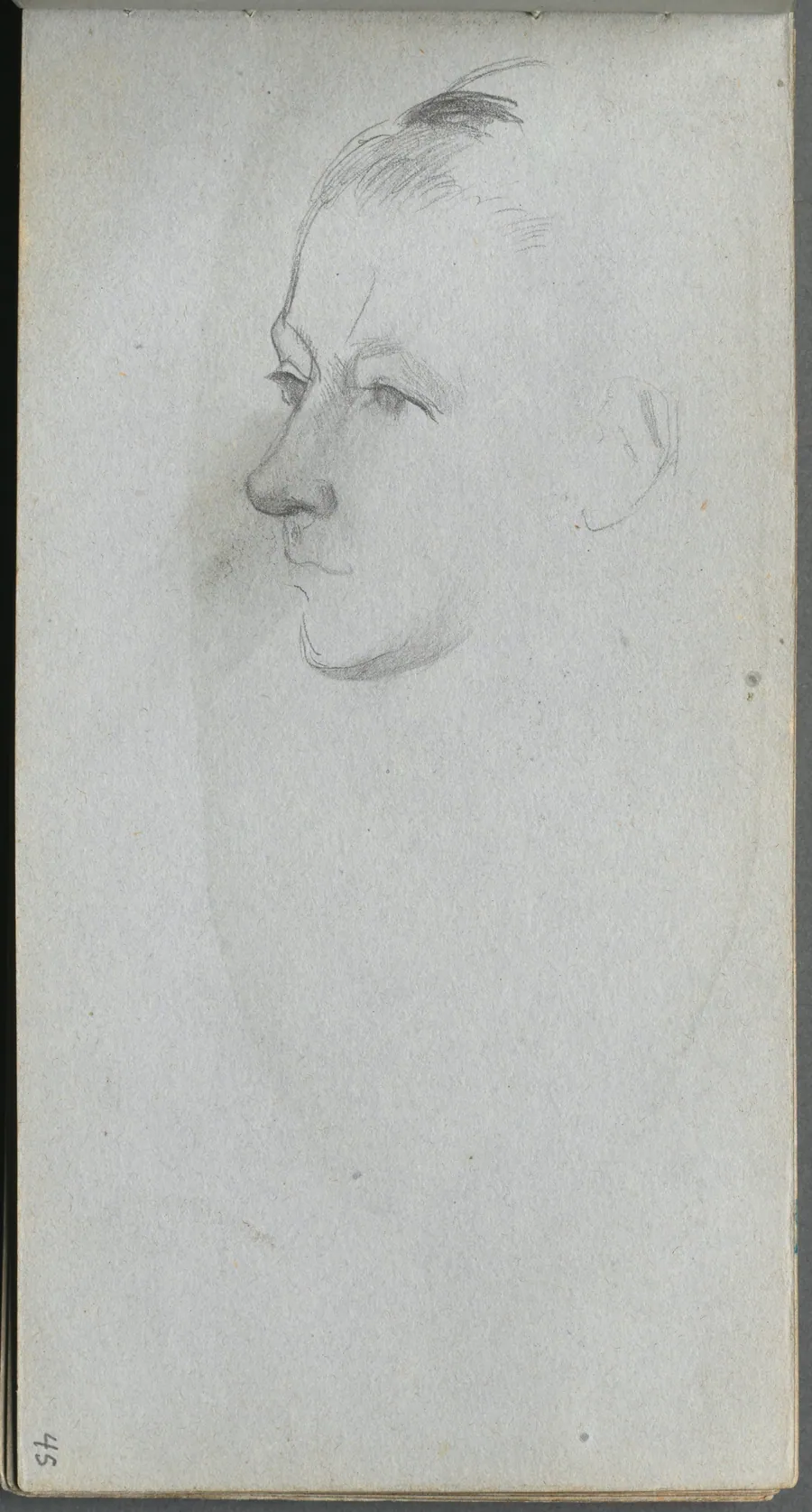 Sketchbook, page 45: Woman's Face, 3/4 View by Ernest Meissonier