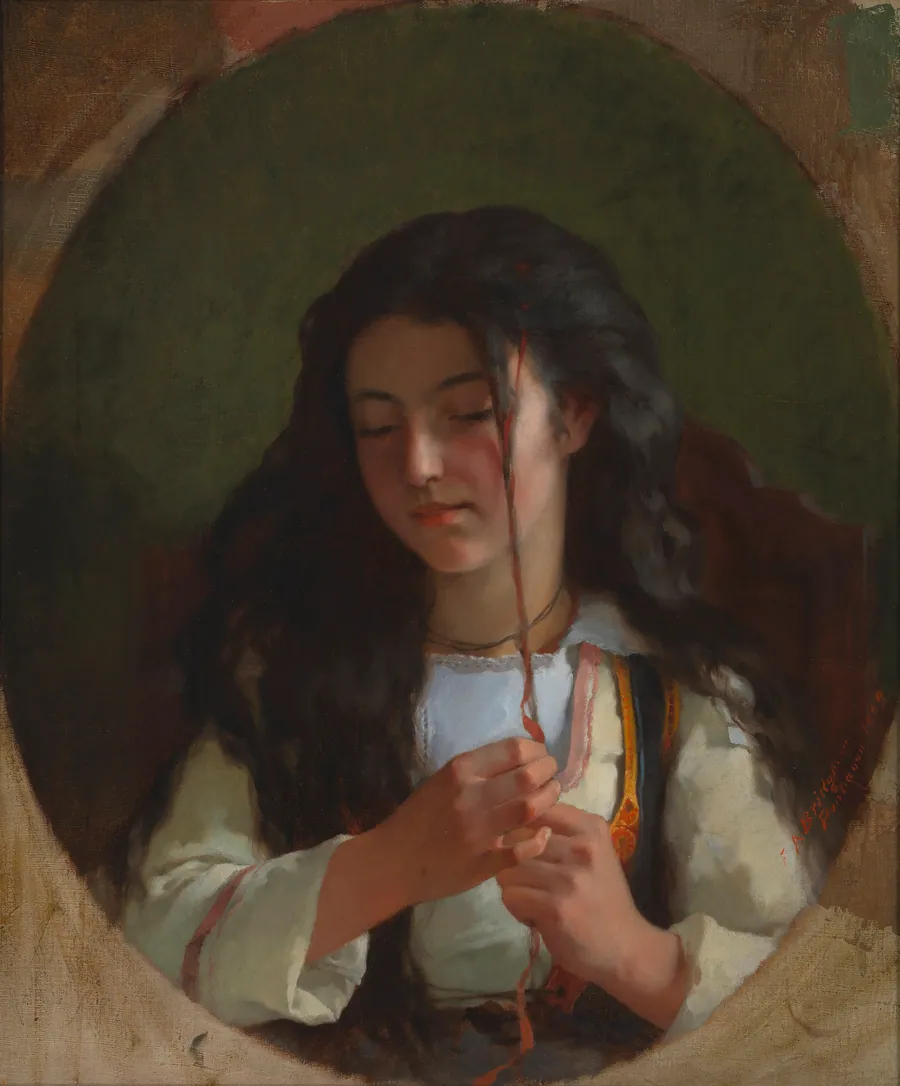 Study of a Young Girl, Pont Aven by Frederic Arthur Bridgman, born Tuskegee, AL 1847-died Rouen, France 1928