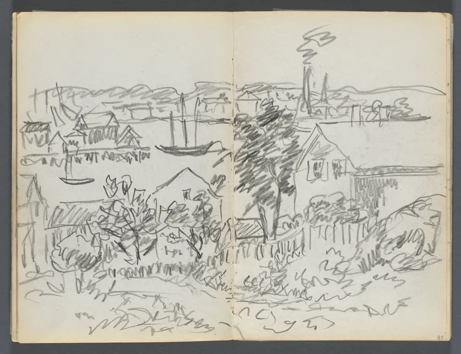 Sketchbook, The Dells, N° 127, page 086 & 87: Harbor View by Maurice Prendergast