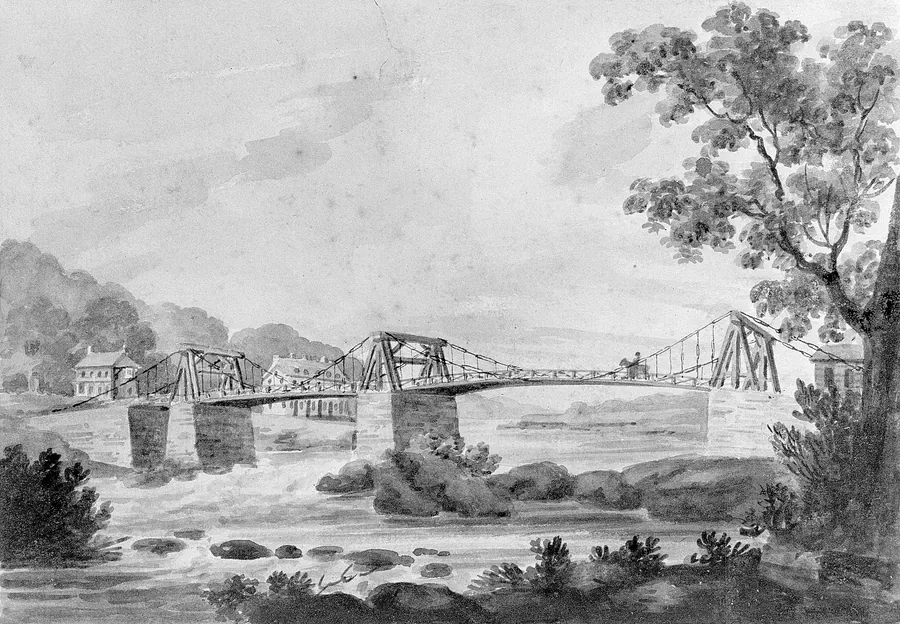 The Falls of the Schuylkill and Chain Bridge by Pavel Petrovich Svinin