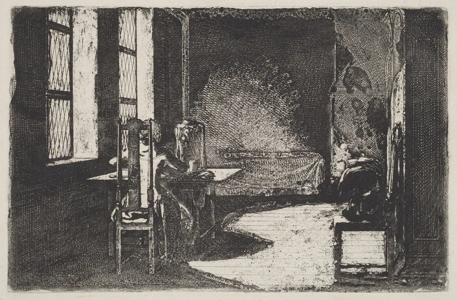 The Artist in His Mother's Room, Danzig by Daniel Nikolaus Chodowiecki