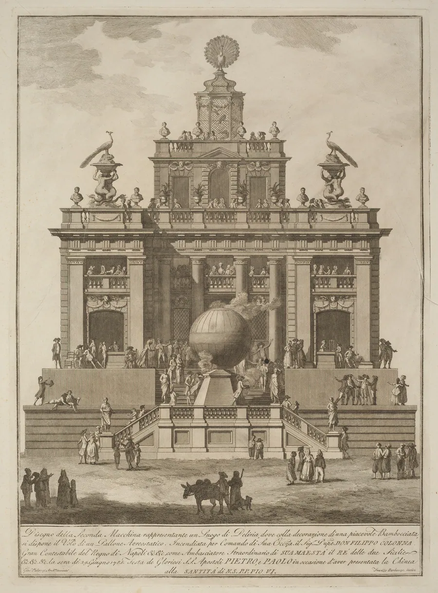 The Seconda Macchina for the Chinea of 1785: A Pleasure Palace with an Air Balloon by Francesco Barbazza