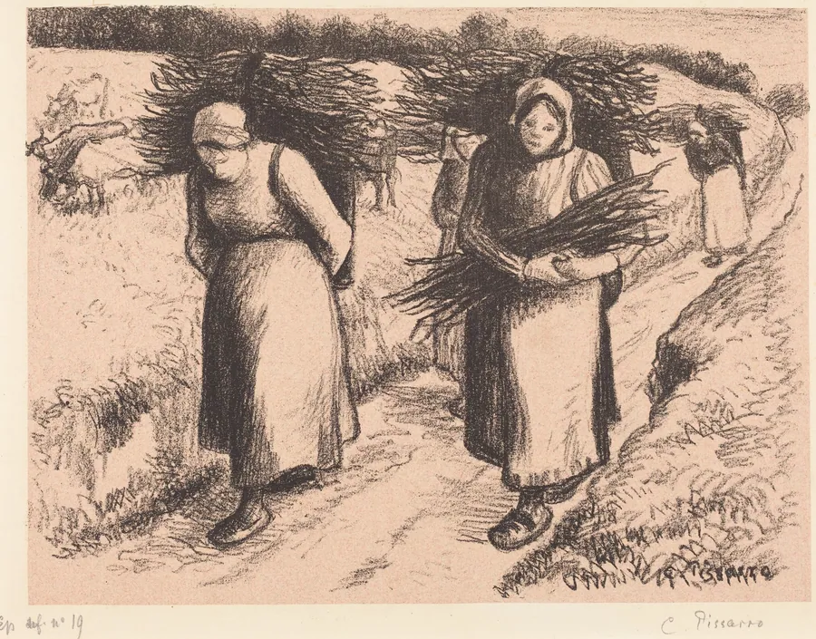 Peasants Carrying Sticks (Paysannes portant des fagots) by Camille Pissarro