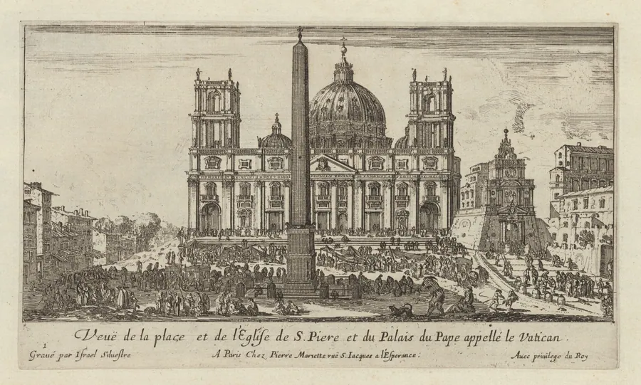 Veuë de la place et de l'Eglise de S. Piere et du Palais du Pape appellé le Vatican by Israël Silvestre
