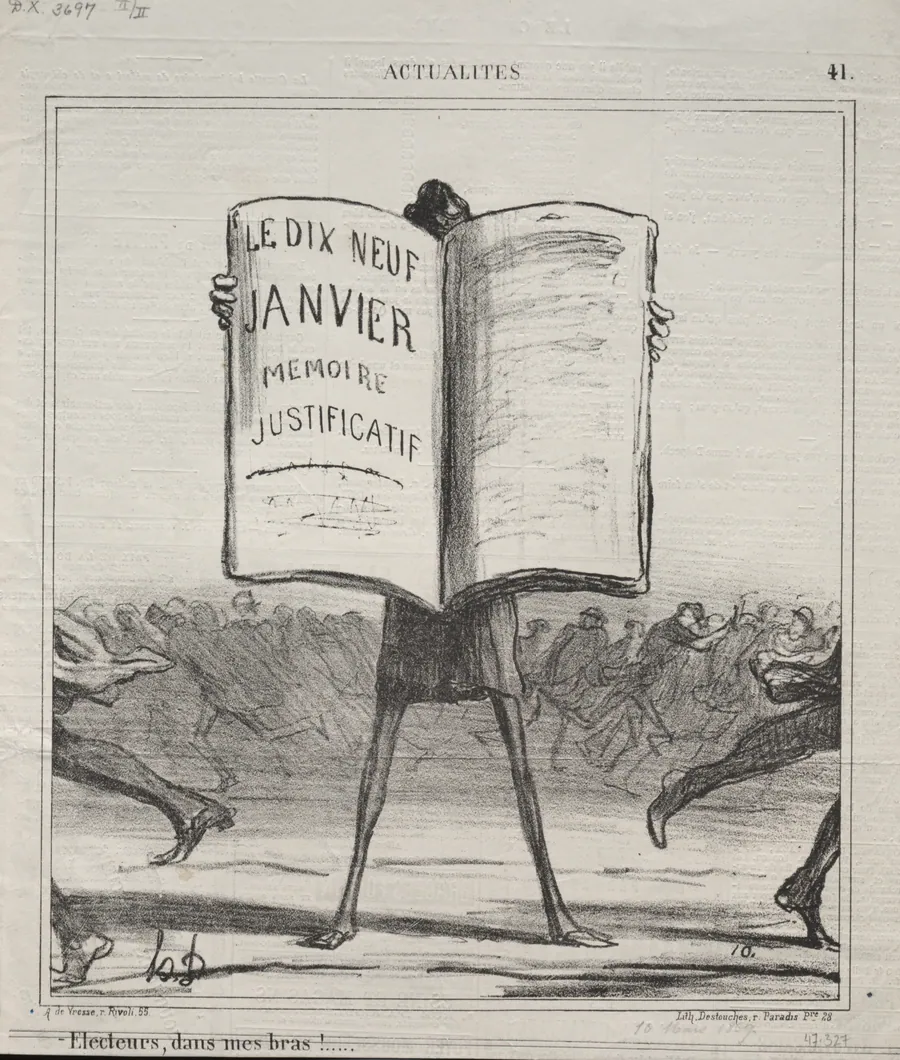 Voters, into my arms!... by Honoré Daumier