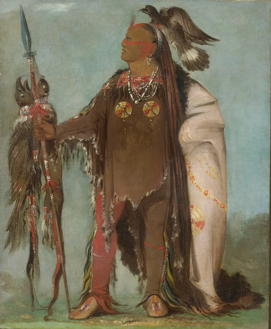 Pa-rís-ka-róo-pa, Two Crows, a Band Chief by George Catlin, born Wilkes-Barre, PA 1796-died Jersey City, NJ 1872