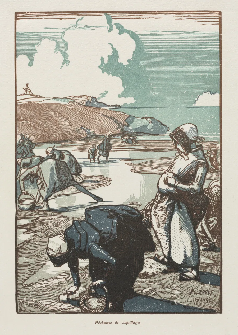 Les Pêcheuses de Pignons, Saint-Jean-de-Mont by Auguste Louis Lepère