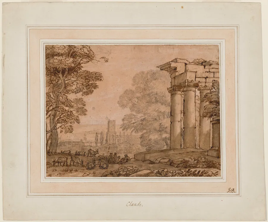 Landscape with Ruins, Pastoral Figures, and Trees by Claude Lorrain