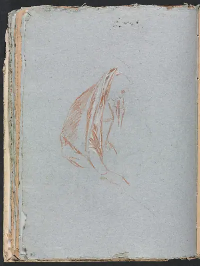 Verona Sketchbook: Female figure with cloak (page 40)