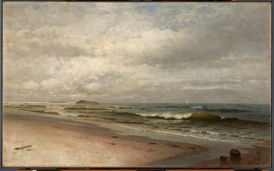 Beach of Bass Rocks, Gloucester, Massachusetts by F. K. M. Rehn, born Philadelphia, PA 1848-died Magnolia, MA 1914
