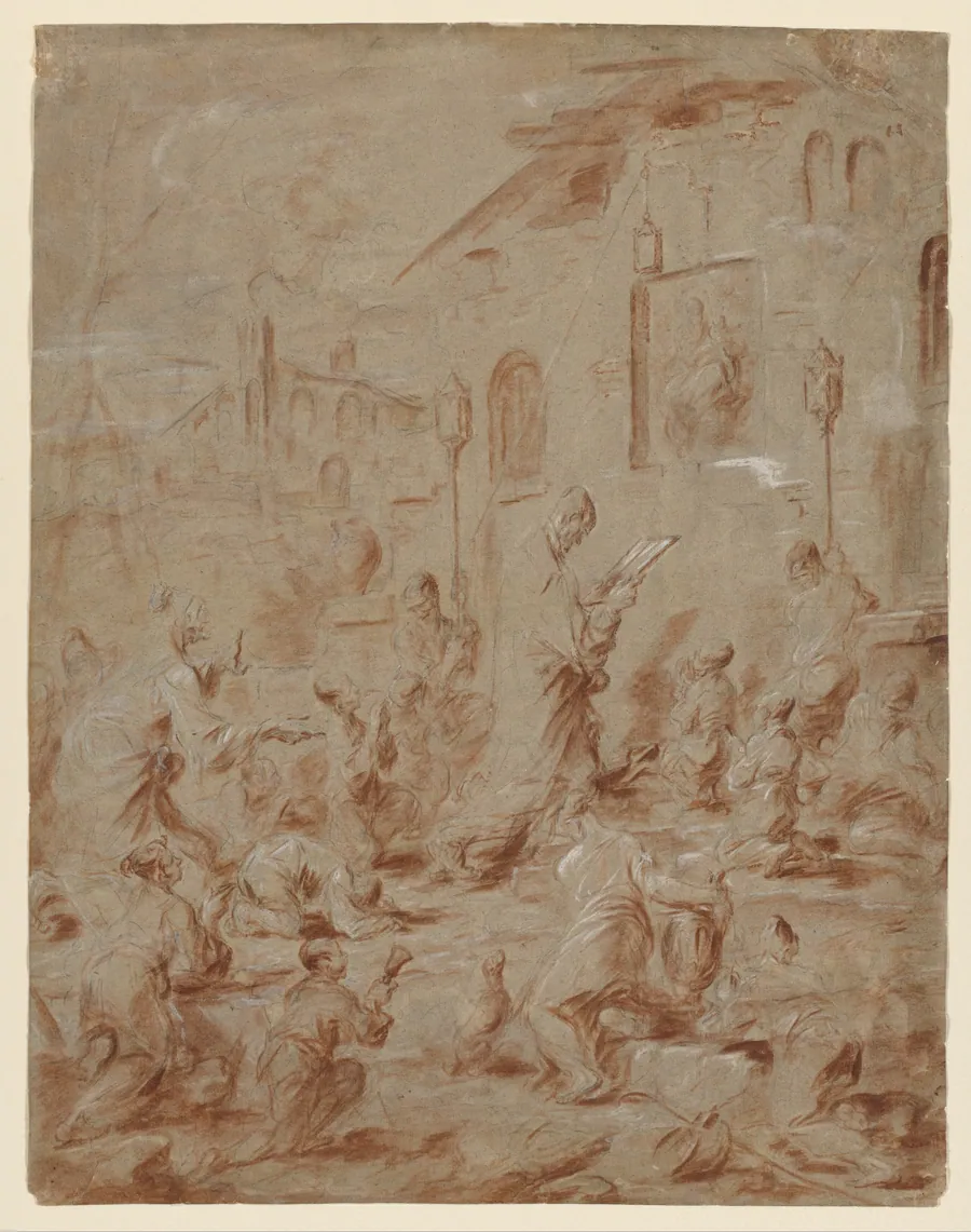 Worshippers at a Street Shrine by Alessandro Magnasco