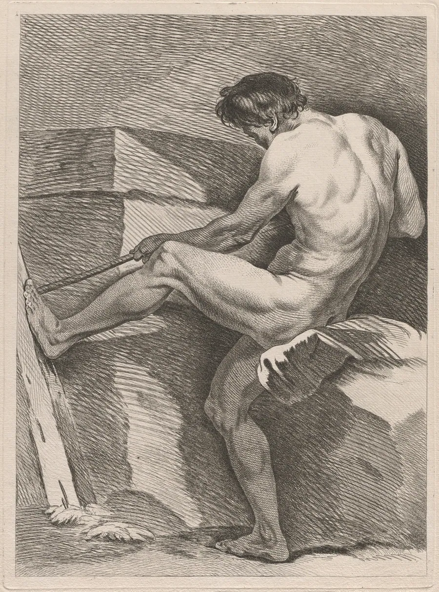 Man Pulling a Rope, His Foot Braced by Carle Van Loo