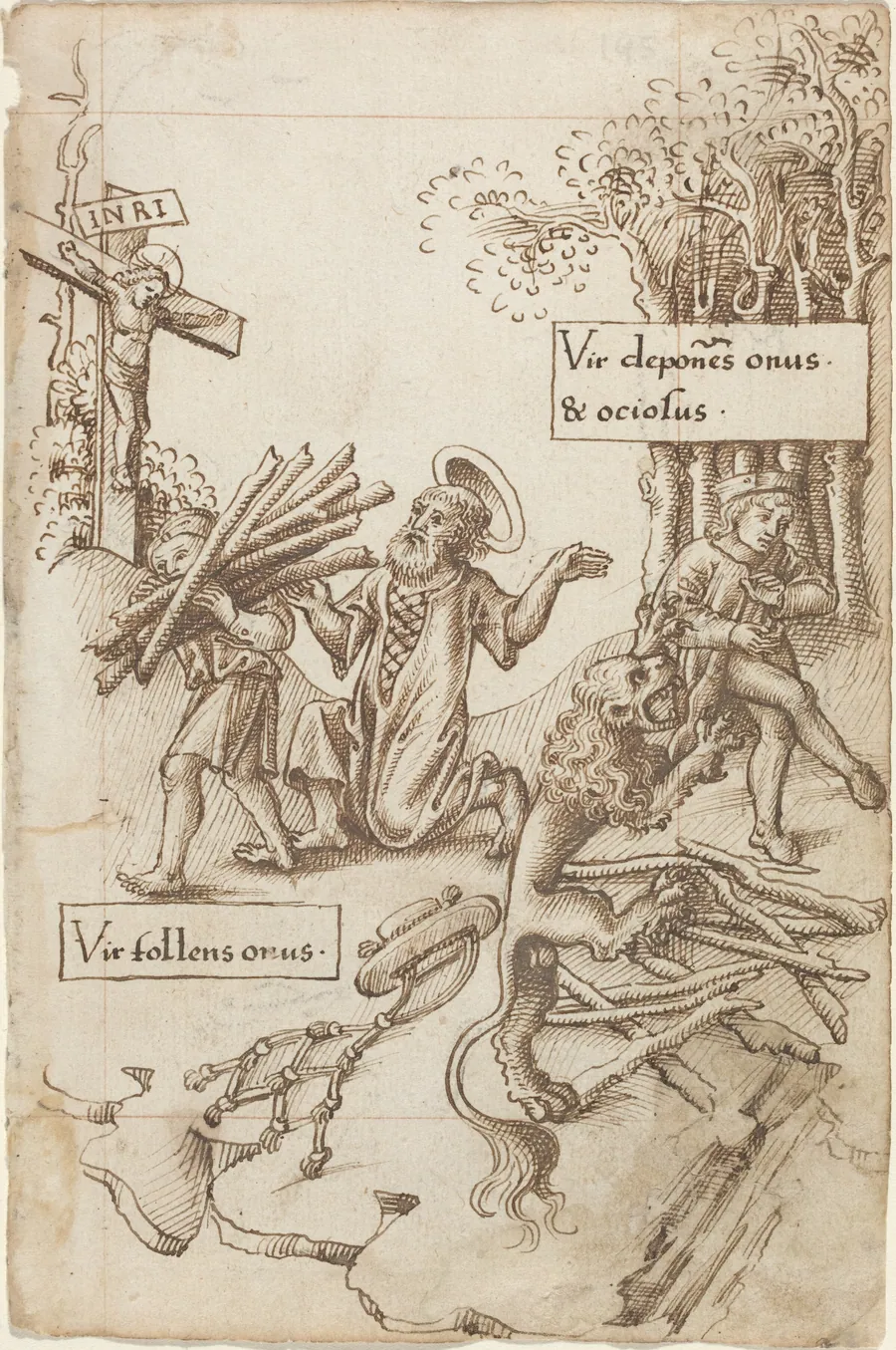 "Help Him Who Takes up His Burden, Not Him Who Lays It down" [fol. 31 recto] by French early 16th Century